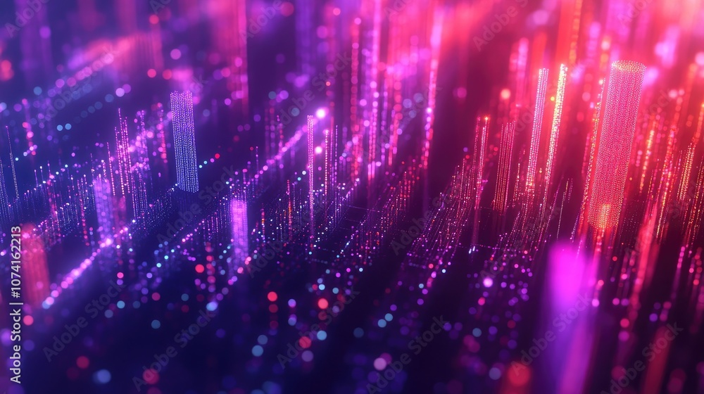 Poster abstract background featuring text related to science and technology focusing on the concept of a qu