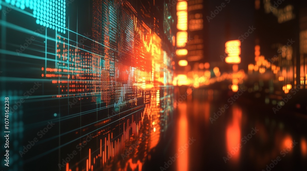 Aufkleber 3d rendering of an online business concept focusing on the stock market featuring a graphical repres