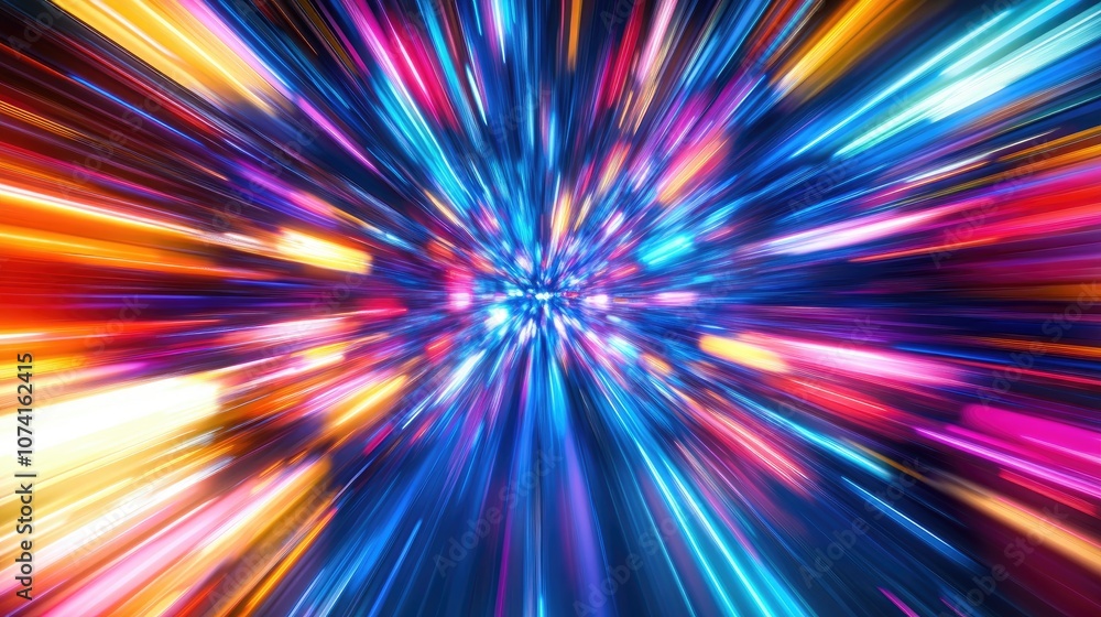 Poster the collision of bright lines moving in opposite directions creates a dynamic background ideal for s