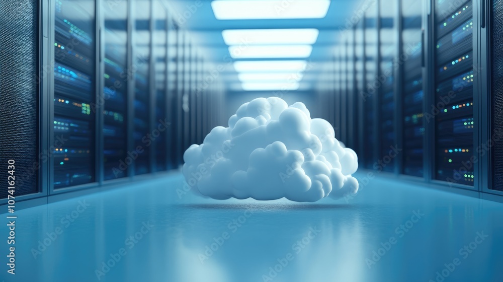 Poster 3d rendering of cloud computing with a focus on security elements