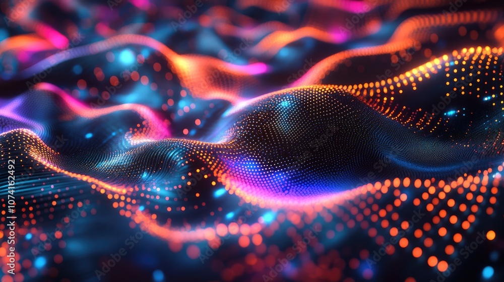 Poster 3d illustration of a neural network representing big data and cybersecurity features a vibrant color