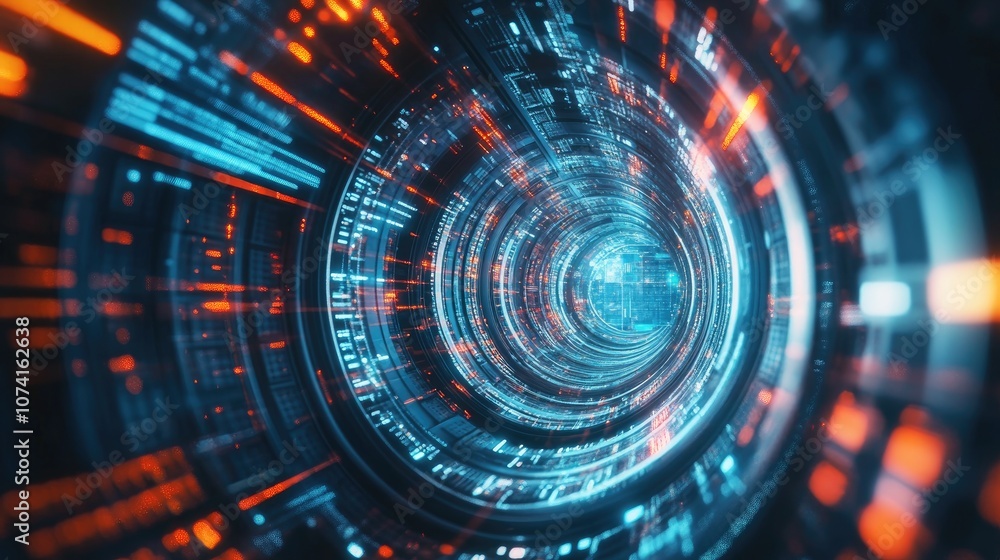 Poster futuristic abstract 3d background featuring motion graphics for data centers servers and high speed 