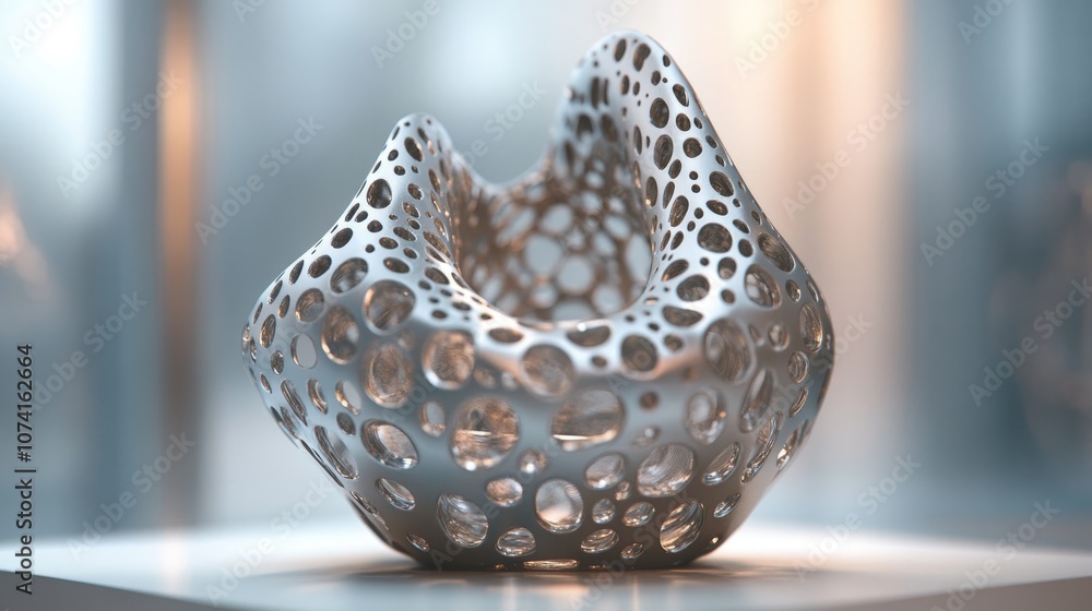Poster close up of a metal object produced by a 3d printer using laser sintering technology showcase of adv