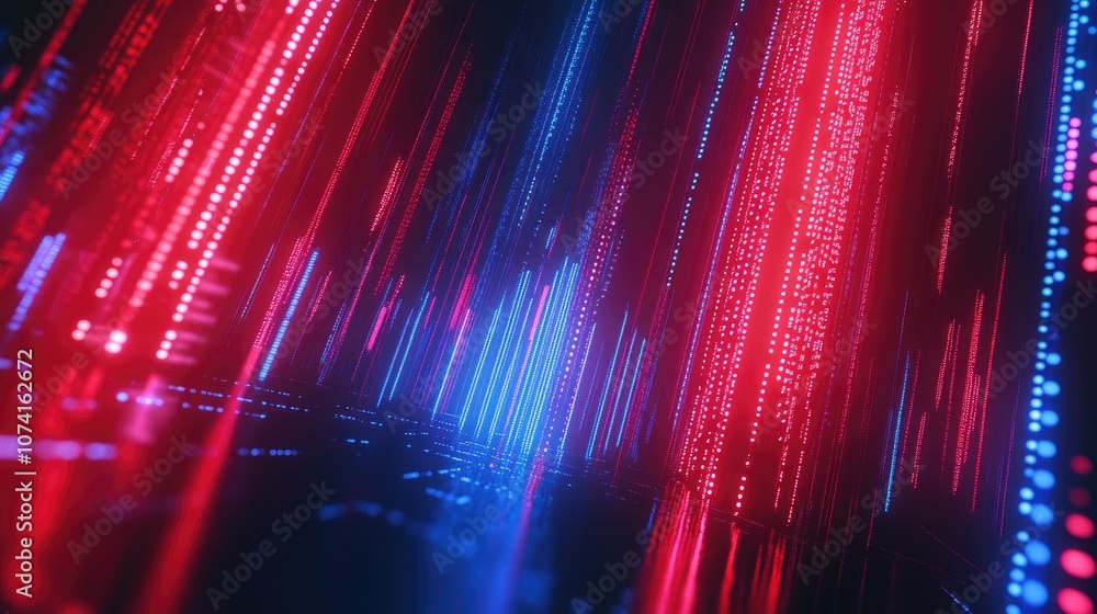 Poster abstract high tech backdrop for presentations and websites featuring glowing dynamic lines and binar