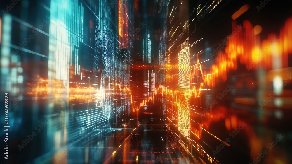 Aufkleber 3d rendering of online business concept with stock market elements featuring a dynamic business grap