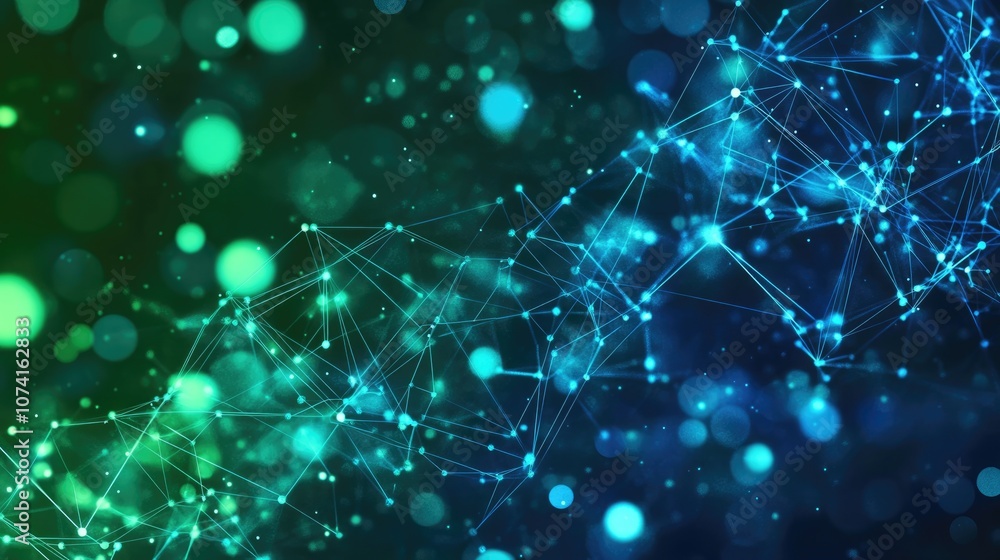 Poster digital technology speed connection with blue and green background showcasing abstract communication