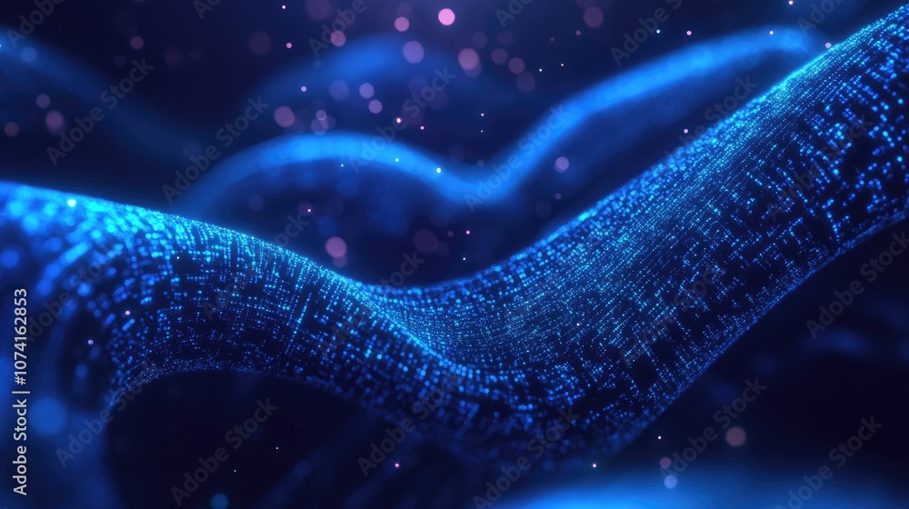 Poster abstract dark blue digital backdrop featuring big data code symbolizing data communication and dna b