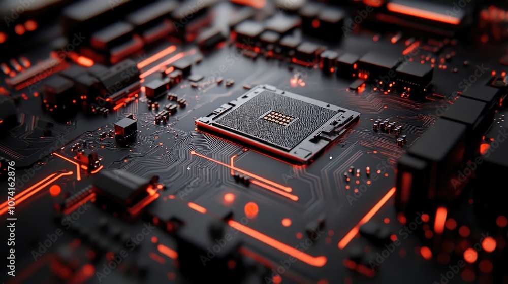 Poster close up of a computer motherboard circuit
