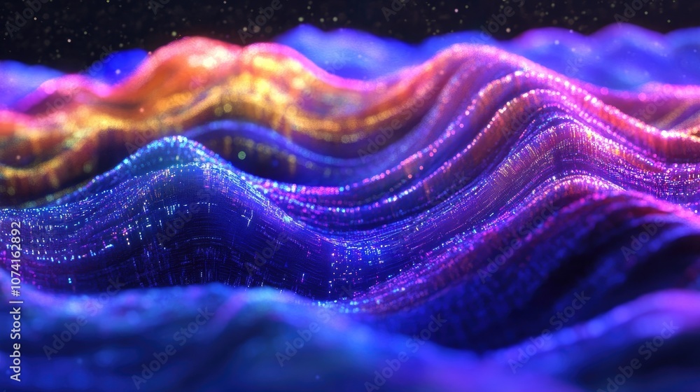 Poster abstract depiction of waves in the digital realm illustrating wave propagation in the information la
