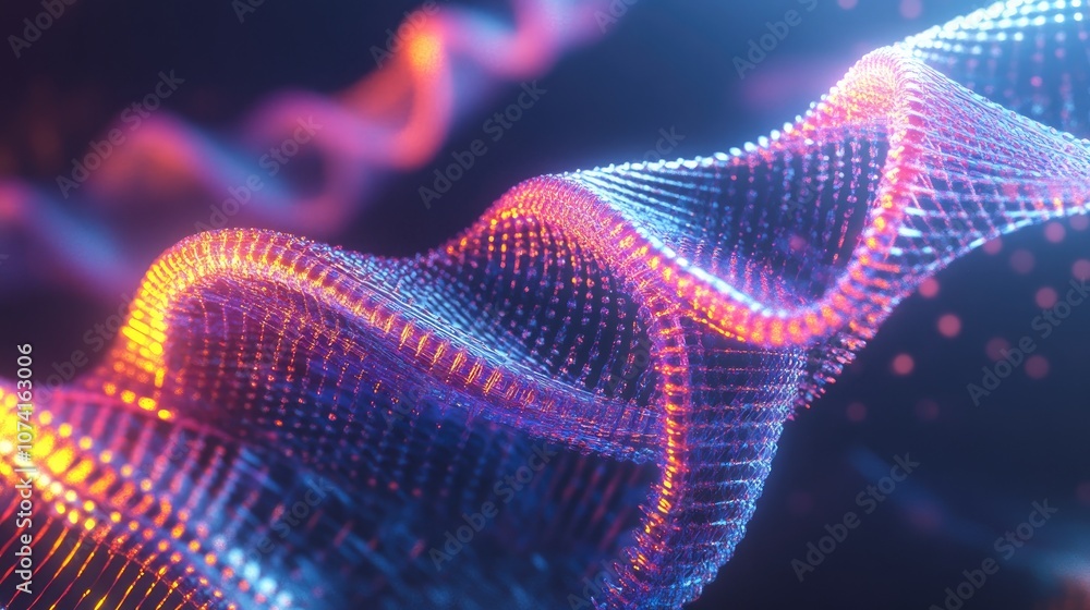 Poster abstract multicolored wave pattern geometric dna texture backdrop representing scientific innovation
