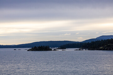 Serene Seascape of Gulf Islands in British Columbia Canada