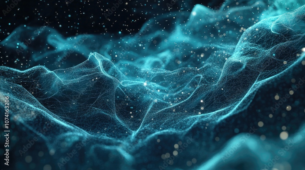 Aufkleber abstract background featuring flowing particles showcasing a 3d sci fi user interface concept with g