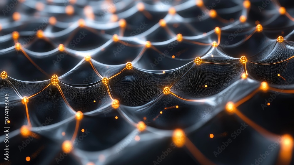 Wall mural neural network concept illustrated with interconnected cells and links