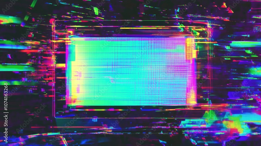 Poster digital glitch background illustration of a computer screen error abstract design with pixel noise t