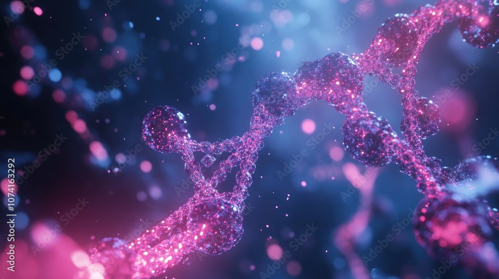 Poster 3d rendering of dna and molecular structure created as a digital illustration