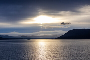 Serene Sunset Over Gulf Islands in British Columbia, Canada