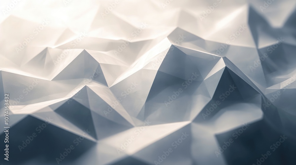 Poster Monochrome gradient backdrop featuring transparent overlapping polygons Low poly design ideal for business and web applications creating a 3D layered effect