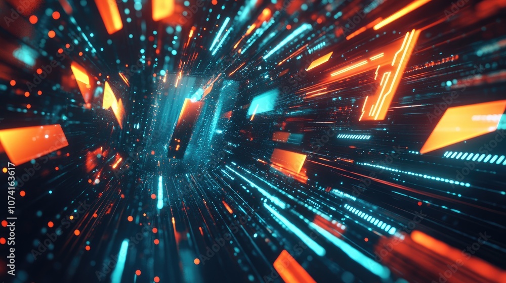 Poster abstract directional arrows in a high tech background representing speed and modern technology