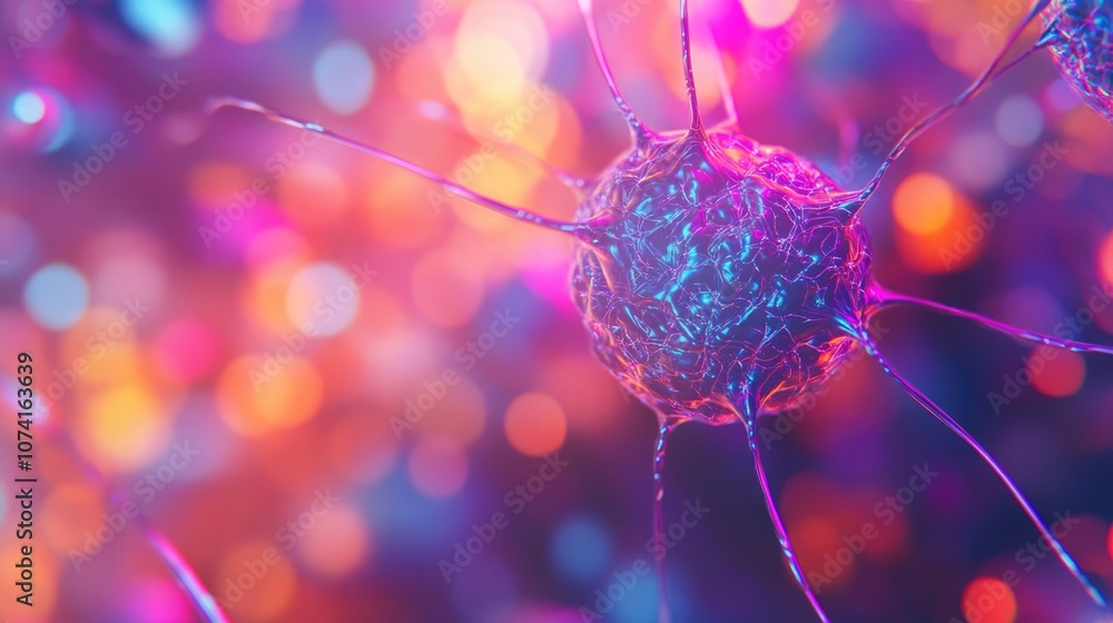 Poster 3d illustration of a neural network representing big data and cybersecurity features a vibrant color