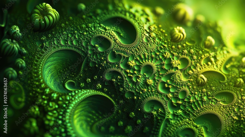 Aufkleber green fractal design with intricate patterns and shapes