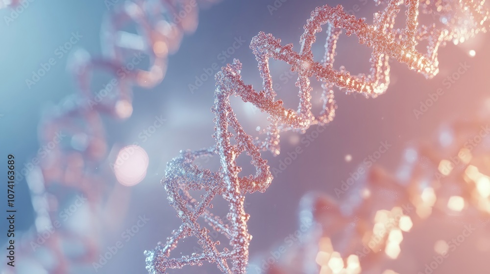 Poster 3d rendering of dna and molecular structure created as a digital illustration