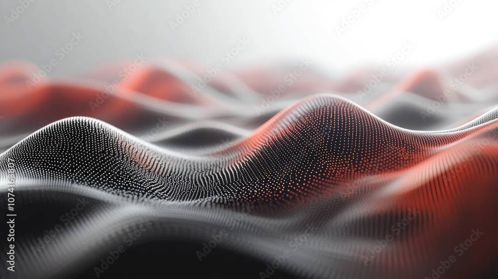 Poster 3d wave points creating a fractal grid showcasing a futuristic infographic for sound visualization