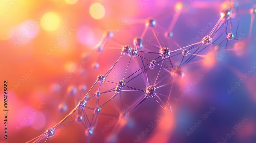 Poster 3d illustration of a neural network representing big data and cybersecurity features a vibrant color