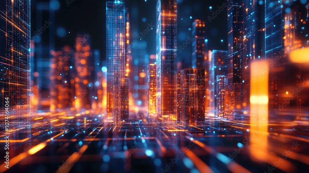 Poster abstract digital data visualization created through 3d rendering techniques