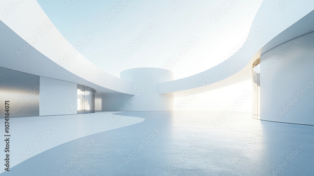 Poster white abstract background featuring modern architectural design minimalist building structure in 3d 