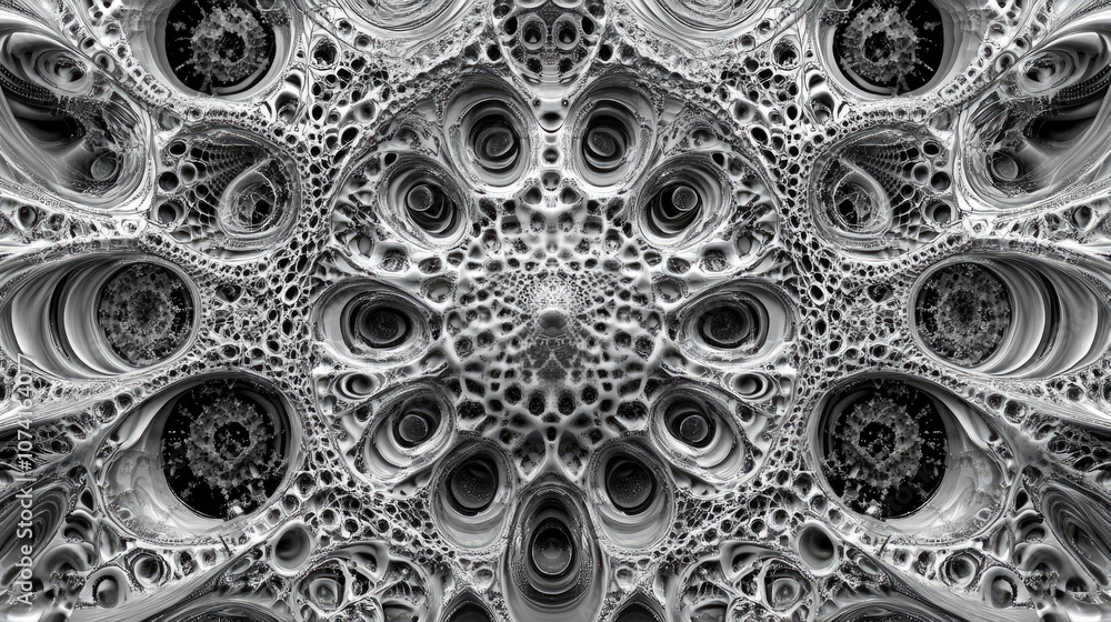 Poster Monochrome fractal backdrop suitable for use as an alpha channel in video and design projects Digital collage