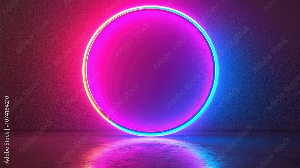 Poster vibrant neon circular frame design for a captivating loading background illustration