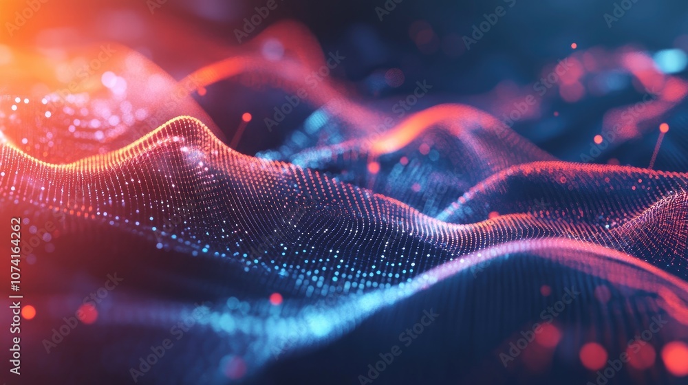 Poster abstract digital data visualization created through 3d rendering techniques