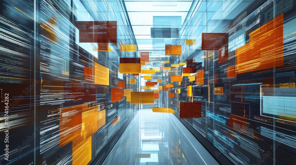 Poster digital technologies and internet connectivity an it consultant configures a document management sys