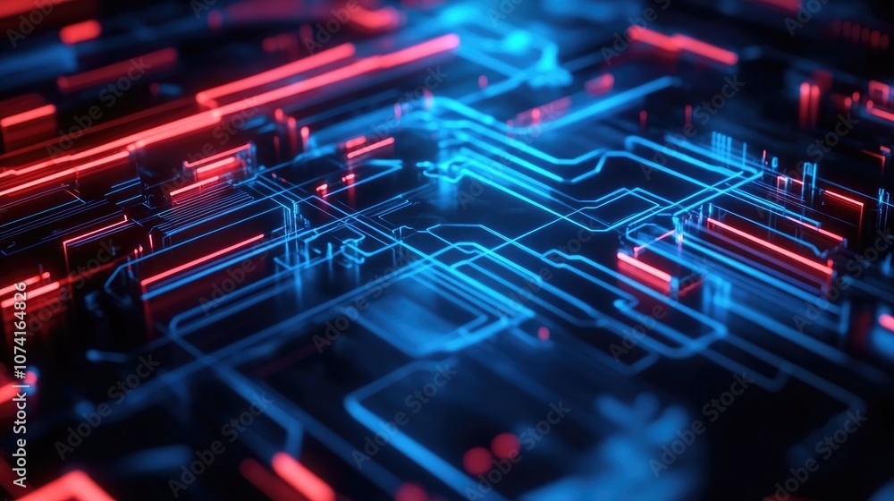 Poster neon abstract background with high tech elements