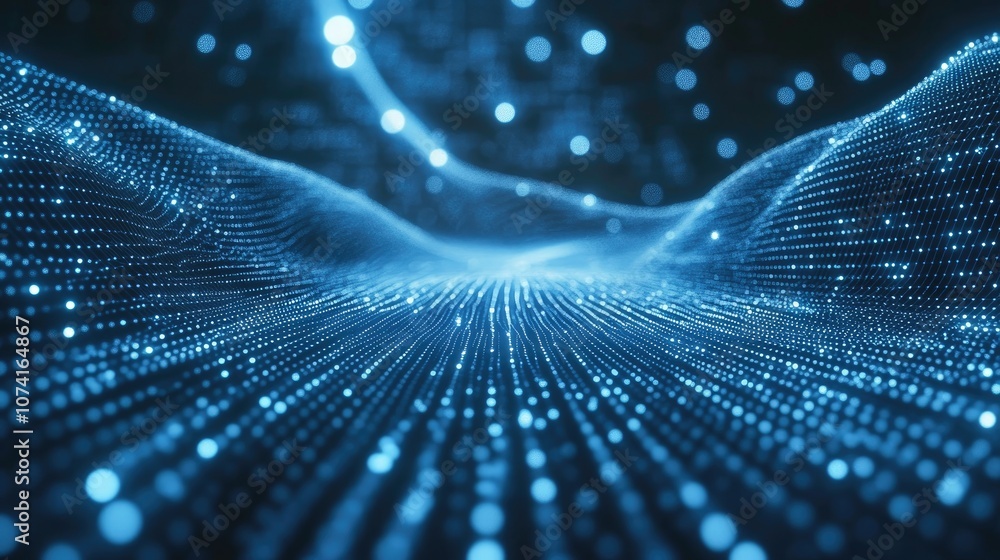 Poster abstract background featuring blue lines and dots symbolizing digital connectivity and the concept o