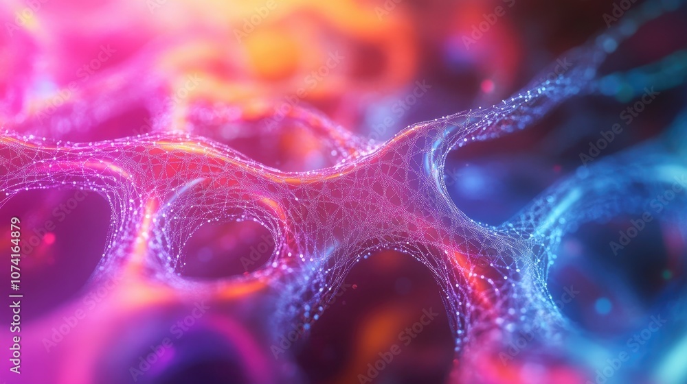 Aufkleber 3d illustration of big data and cybersecurity featuring neural networks and cloud technologies color