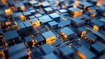 Fototapeta premium Abstract technological backdrop featuring geometric square shapes