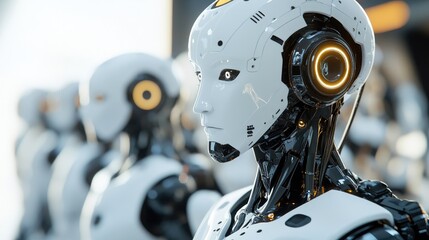 Fototapeta premium Innovative systems that link individuals with robotic devices Advanced technologies in automation and computing influenced by remarkable internet advancements Incorporates geometric design with li