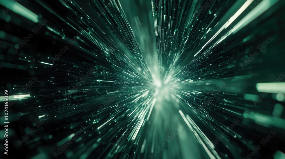 Poster abstract background featuring dark green radial motion lines with a blurred zooming effect