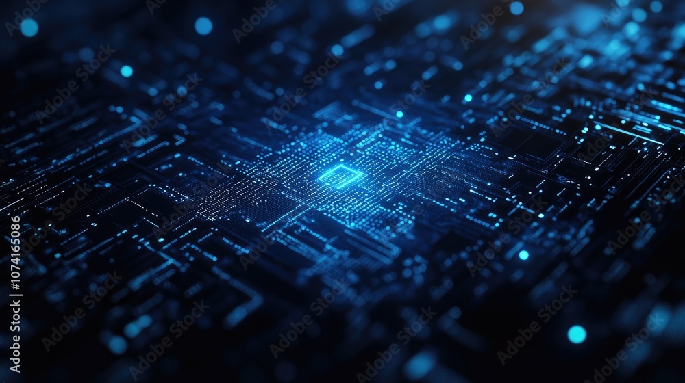 Aufkleber dark blue abstract digital background representing technology security with a lock motif
