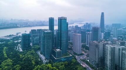 Obraz premium A bird's eye view of the beautiful city of Hong Kong