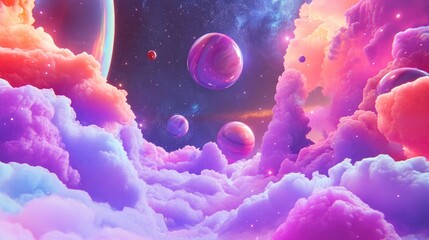 Naklejka premium Galaxy and nebula in 3D cartoon rendering