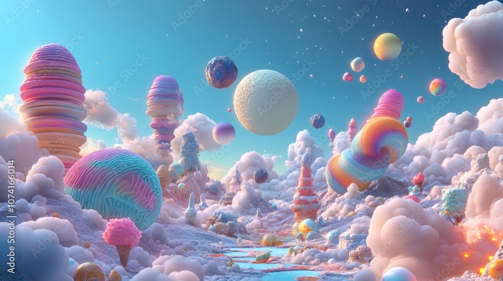 Poster unique universe depicted in 3d cartoon rendering