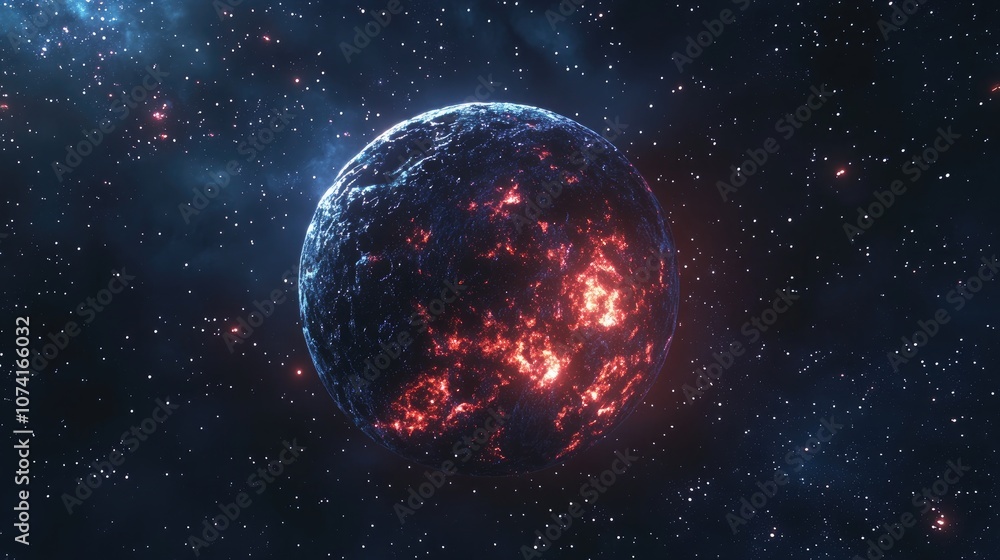 Aufkleber Nebula and cluster of stars in deep space depicted in 3D cartoon rendering Science fiction art