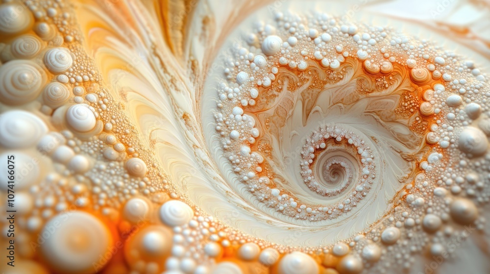 Aufkleber Abstract fractal patterns and shapes depicted through 3D cartoon rendering showcasing dynamic flowing natural forms flowers and spirals