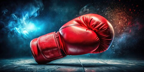 Close-Up of Red Boxing Glove on Dark Background - Combat Sports Equipment, Symbol of Strength and Power, Boxing Training Gear, Intense Combat Sports Photography