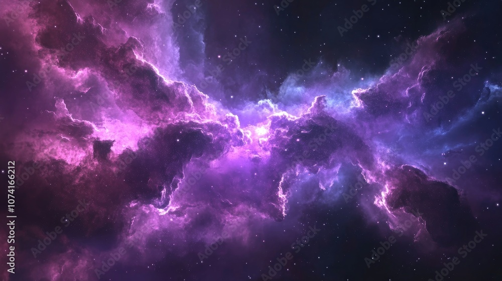 Poster Nebula gas cloud in deep outer space rendered in 3D cartoon style