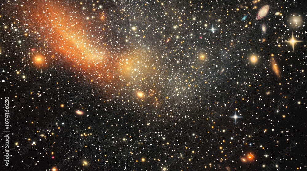 Aufkleber Cartoon style 3D rendering depicting a universe abundant with stars nebulae and galaxies