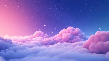 Epic night cloud with Milky Way stars in a 3D cartoon rendering