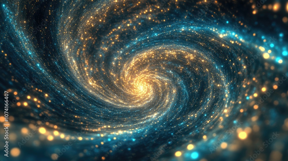 Poster Fractal image of an abstract star galaxy or constellation in a 3D cartoon rendering